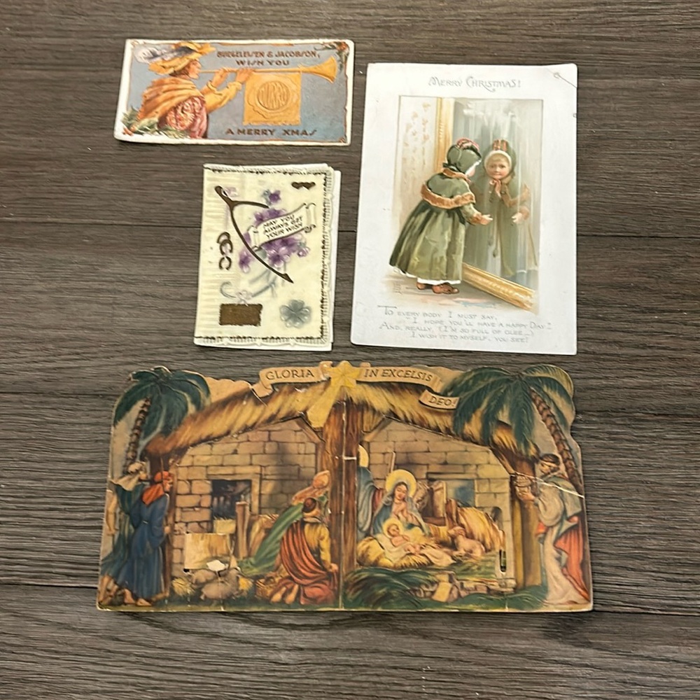Lot vintage antique Christmas cards ephemera paper celluloid popup 3-d